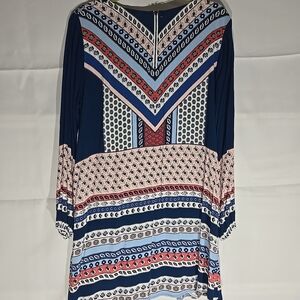 Express Women's Blue /Multi Colors Long Sleeve Shift Dress Size L